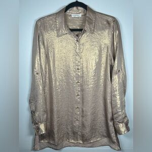 Calvin Klein Gold Metallic Blouse. Size Small.
